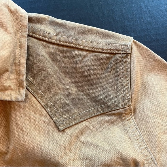Filson-Levis Western Sawtooth TAN Shirt/Jacket S Oil Cloth Yoke Trucker Shacket - Picture 4 of 7
